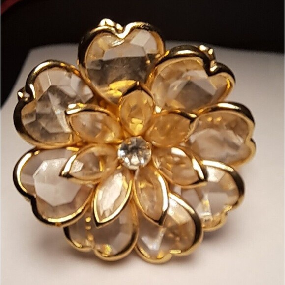 Flower Bracelet Gold-tone Metal Clasp Cuff Costume Formal Dance - Picture 4 of 14